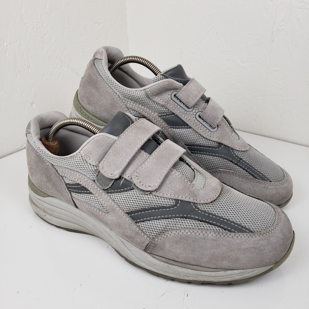 SAS Journey Mens Gray Suede Mesh Walking Shoes Hook‎ Loop Sneakers 12.5 S